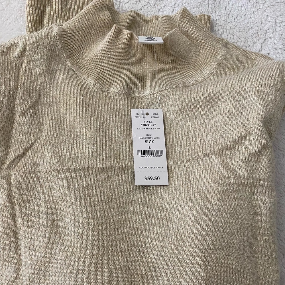 Brand New With Tags Gorgeous WHBM Gold Shimmer Mock Turtleneck